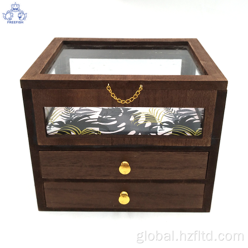 Wooden Storage Boxes Wood Jewelry Box with 2 Drawers Manufactory
